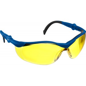 Желтые, очки защитные открытого типа, регулируемые дужки. ЗУБР Прогресс 9 