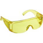 Защитные жёлтые очки DEXX широкая монолинза с дополнительной боковой защитой и вентиляцией, открытого типа