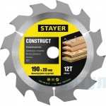 Пильный диск Construct line для древесины с гвоздями, 160x20, 12Т, STAYER
