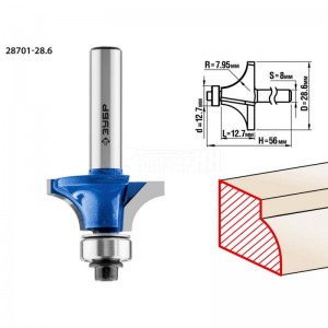 Фреза ЗУБР 28,6x13мм, радиус 8мм, кромочная калевочная №1