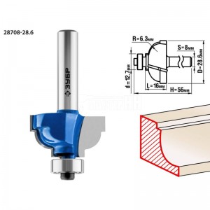 Фреза ЗУБР 28,6x16мм, радиус 6.3мм, кромочная калевочная №7