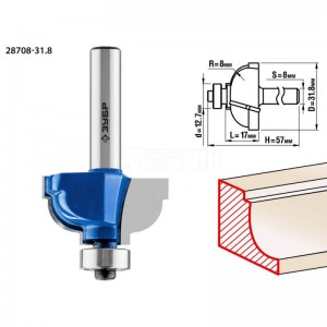 Фреза ЗУБР 31,8x17мм, радиус 8мм, кромочная калевочная №7
