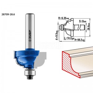 Фреза ЗУБР 28,6x16мм, радиус 6.3мм, кромочная калевочная №7