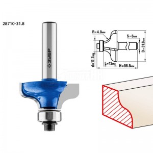 Фреза ЗУБР 31,8x14мм, радиус 4.8мм, кромочная калевочная №8