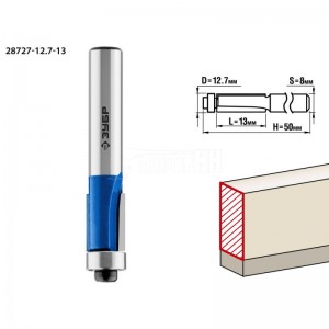 Фреза ЗУБР 12.7x13мм, хвостовик 8мм, кромочная с нижним подшипником