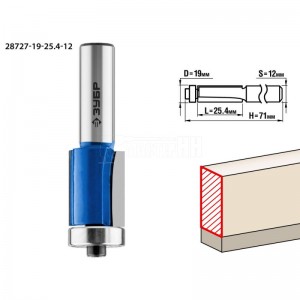 Фреза ЗУБР 19x25.4мм, хвостовик 12мм, кромочная с нижним подшипником