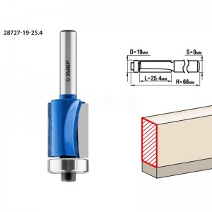 Фреза ЗУБР 19x25.4мм, хвостовик 8мм, кромочная с нижним подшипником