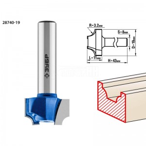 Фреза ЗУБР 19x11мм, радиус 3,2мм, пазовая фасонная №1