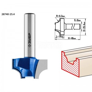 Фреза ЗУБР 25.4x14мм, радиус 6.3мм, пазовая фасонная №1