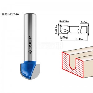 Фреза ЗУБР 12.7x10мм, радиус 6.35мм, пазовая галтельная