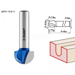 Фреза ЗУБР 15.8x11мм, радиус 7.9мм, пазовая галтельная