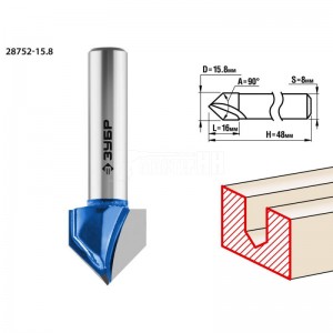 Фреза ЗУБР 15.8x16мм, угол 90°мм, пазовая галтельная V-образная