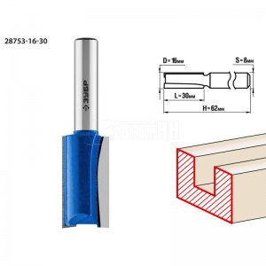 Фреза ЗУБР 16x30мм, хвостовик 8мм, пазовая прямая