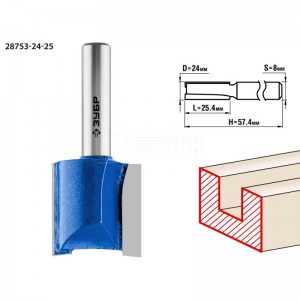 Фреза ЗУБР 24x25мм, хвостовик 8мм, пазовая прямая