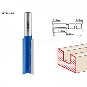 Фреза ЗУБР 16x51мм, хвостовик 12мм, пазовая прямая, удлиненная