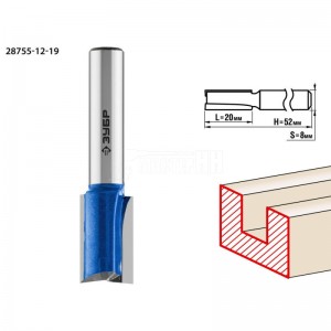 Фреза ЗУБР 12x19мм, хвостовик 8мм, пазовая прямая с нижними подрезателями