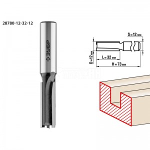 Фреза ЗУБР 12x32мм, хвостовик 12мм,  пазовая прямая