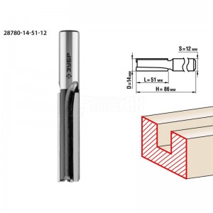 Фреза ЗУБР 14x51мм, хвостовик 12мм, пазовая прямая